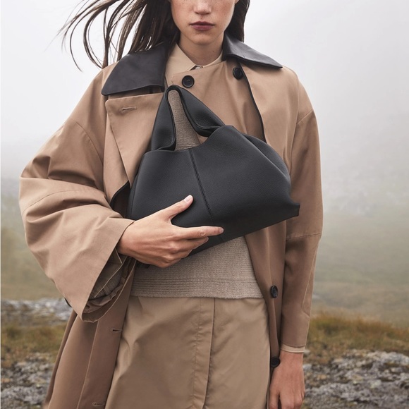 Polène Numéro Neuf Edition Textured Calf Leather Black Top Handle Bag - Picture 7 of 12